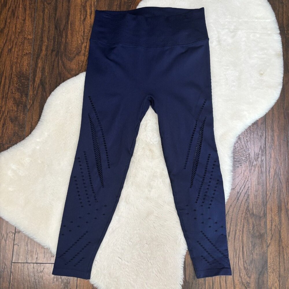 Victoria's Secret Sport Seamless Leggings XL Navy Blue Perforated Athletic Women